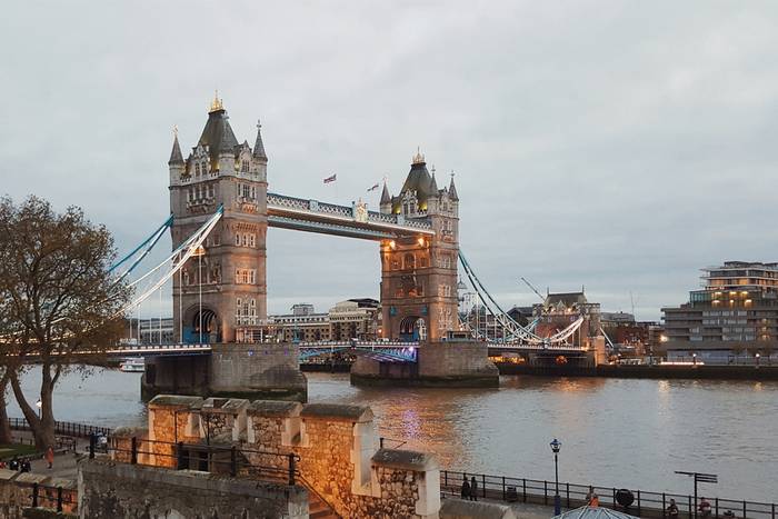 The world famous Tower Bridge in the evening