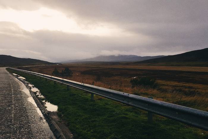 The vast plains alongside the roads in the Scottish Highlands