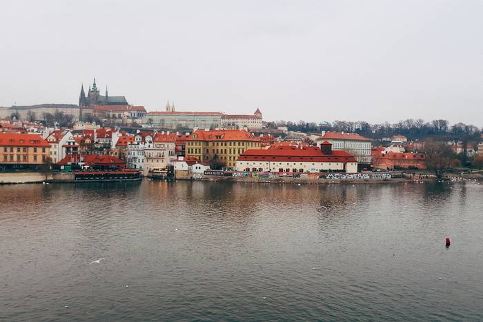 Looking across the Vltava towards Prague Castle