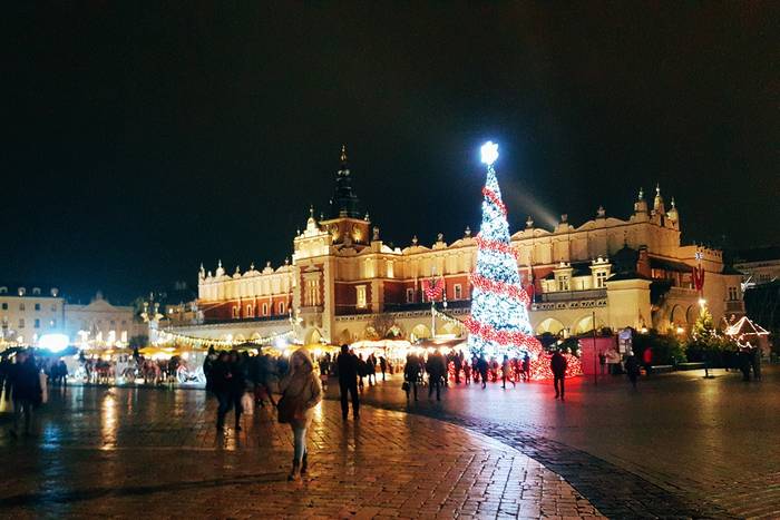 The square outside St. Mary's Basilica in Krakow