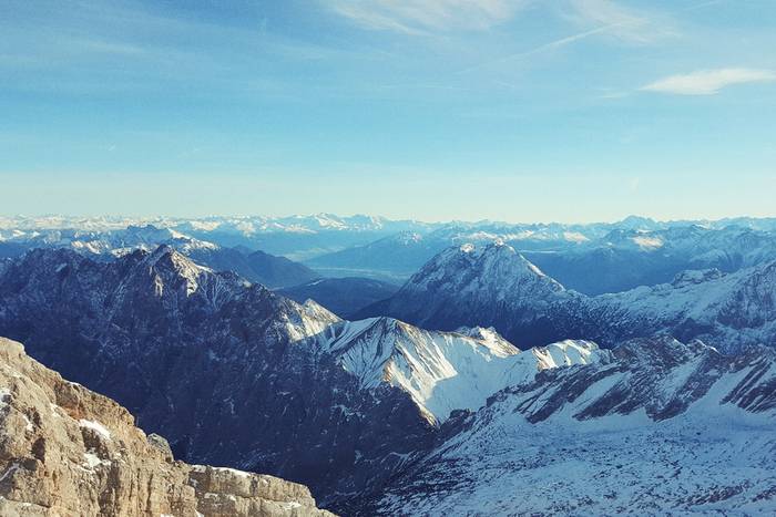 The breathtaking view from the lookout atop the Zugspitze