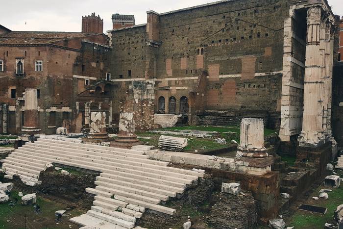 An archeological excavation site near the Colosseum