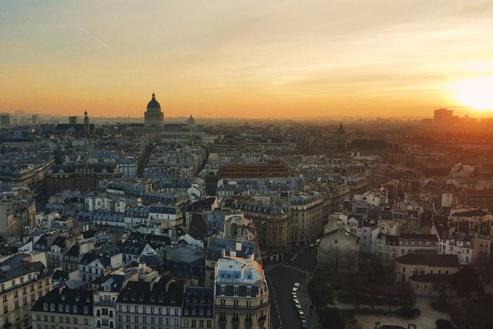 Looking out over Paris at sunset