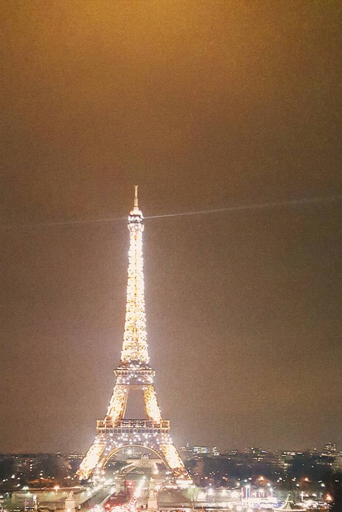 The Eiffel Tower regularly puts on a light show at night